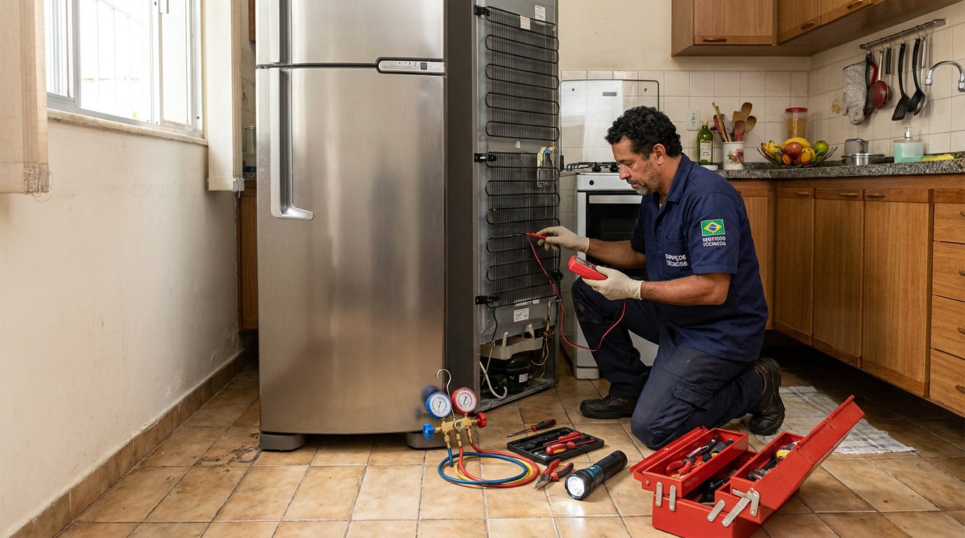 Técnico de conserto de geladeira em residência em Brasília‑DF