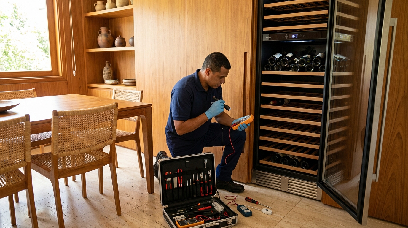 Troca de termostato de adega climatizada em atendimento técnico em Brasília‑DF